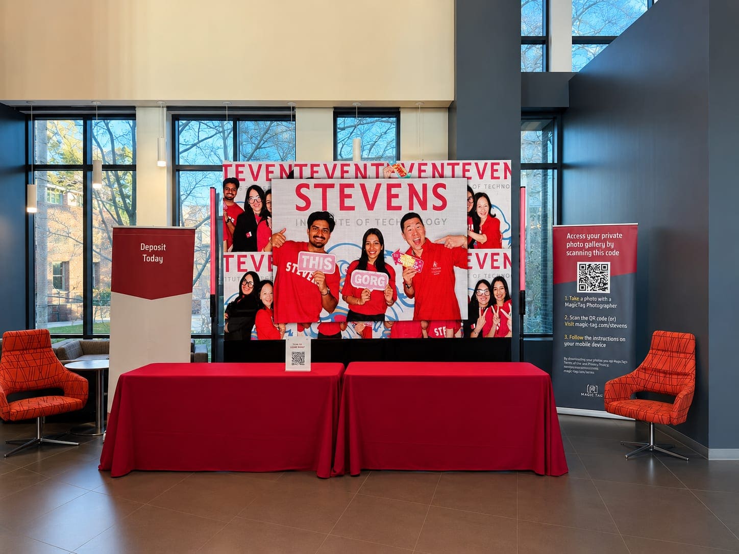 LED video wall powering a branded photo activation at a university campus event